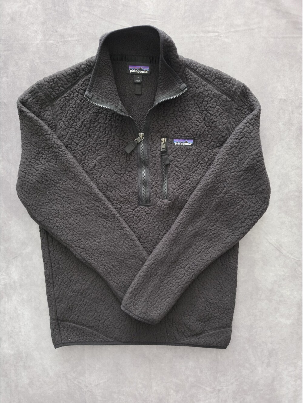SKU0266 Patagonia Retro Pile Fleece Pullover Womens Small Black Sherpa 1/2 Zip